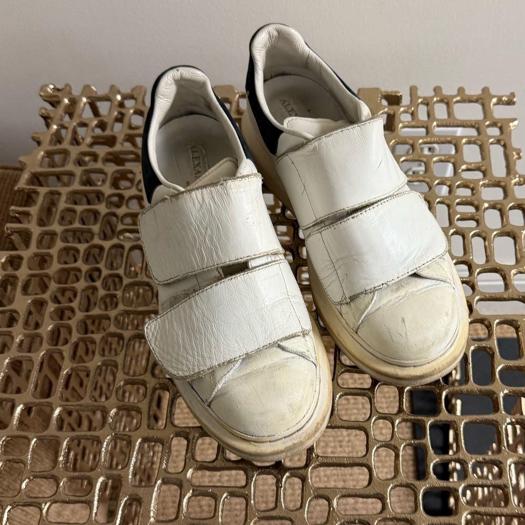 Alexander Mcqueen White Velcro Strap Sneakers (Very Worn!!! See Pictures)